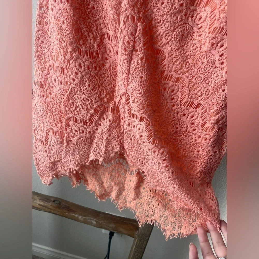 Lace Coral Mini Dress - size small - Picture 5 of 7